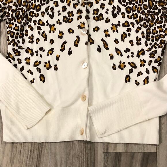 Karen Kane S Animal Print on Ivory Smooth Knit Cardigan Sweater IMMACULATE! - Picture 3 of 15
